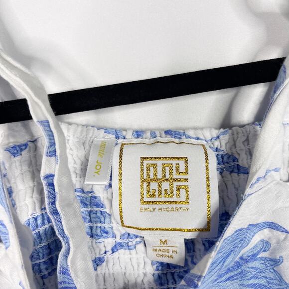 Emily McCarthy Girls M Blue White Mini Maxi Dress Tulip Twist Floral Tie Sleeves - Picture 7 of 11